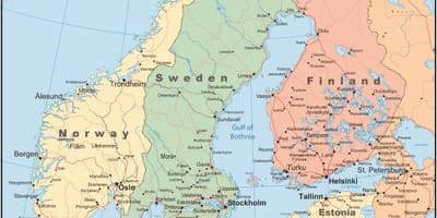 Kaart, Soome ja ümberkaudsed riigid
